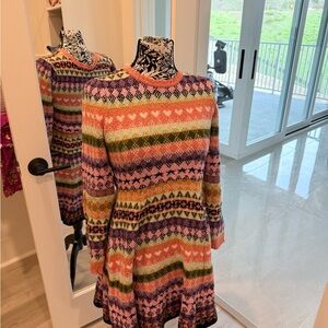 Anthropology Maeve fair isle Colorful Patterned Knit Dress